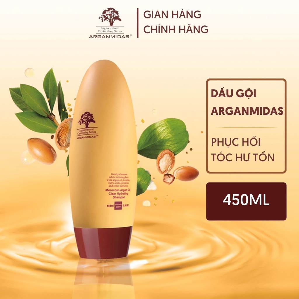 Dầu gội Arganmidas tinh dầu Moroccan Argan phục hồi tóc hư tổn và kích thích mọc tóc cho mái tóc suôn mượt 450ml