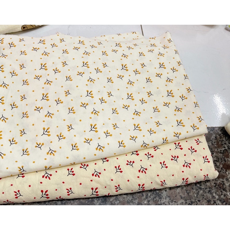vải thô đũi cara mềm mát may váy áo và đồ handmade cành quả