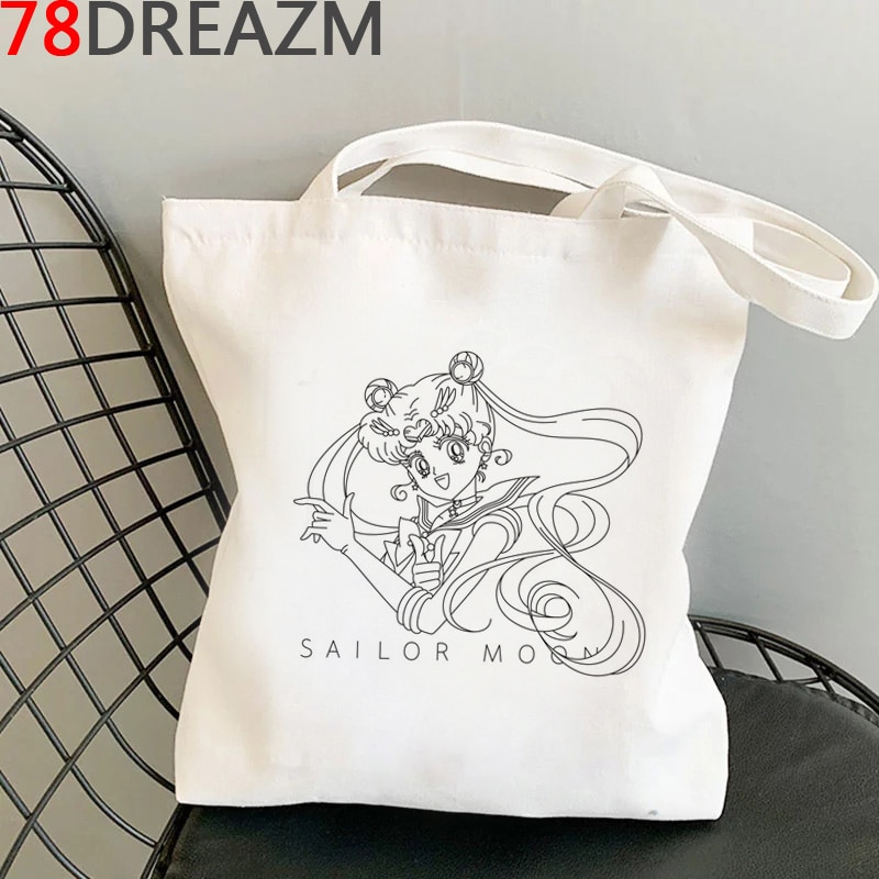 SAILOR MOON Túi Xách Mua Sắm In Hình Thủy Thủ Mặt Trăng Dễ Thương