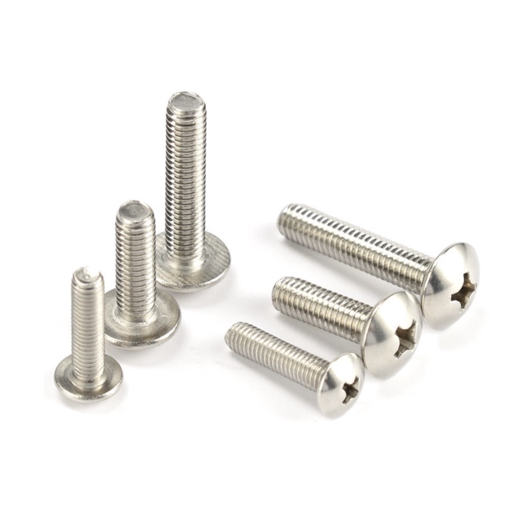 Bu lông M4  pake đầu dù thân bulong 30/ 50 con Vít bake đầu tròn thép có tán ê-cu