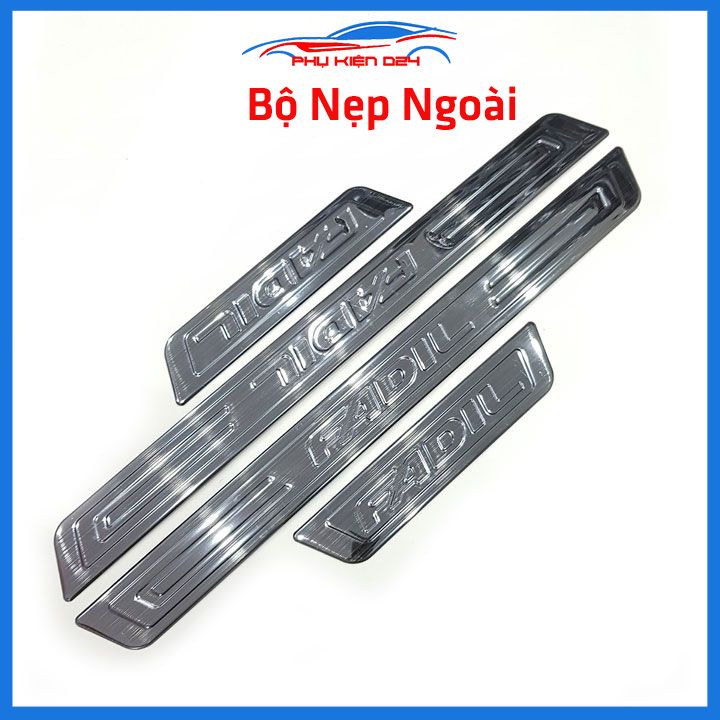 Bộ ốp bậc cửa trong ngoài nẹp bước chân Fadil vân Titan chống trầy trang trí xe