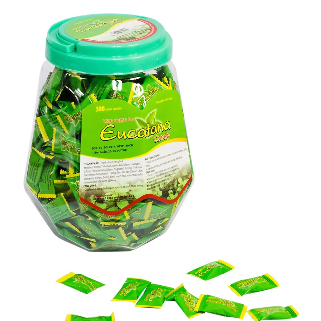 Viên ngậm ho Eucatana ( lọ 300 viên) nguồn gốc thảo dược, giảm ho, đau rát họng
