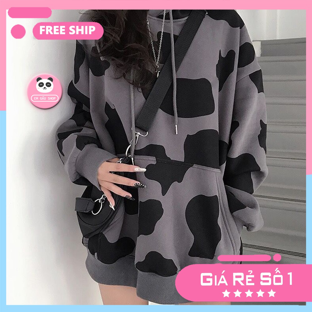 [NEW]🐄 Áo hoodie nỉ bông bò sữa dáng rộng phiên bản Hàn 🌸 Em Gấu Shop