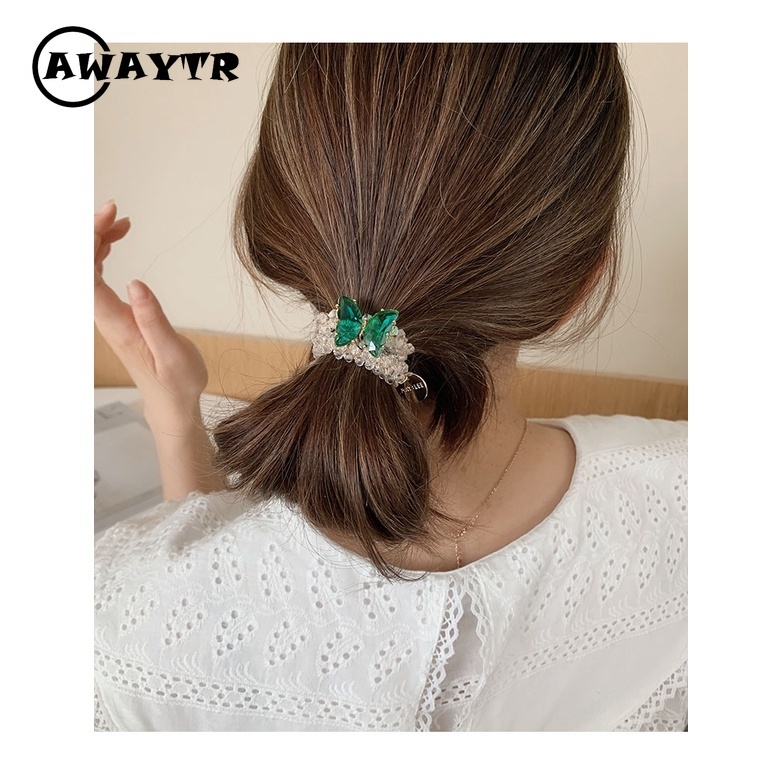 Dây buộc tóc đính đá pha lê thiết kế đơn giản thời trang cho nữ