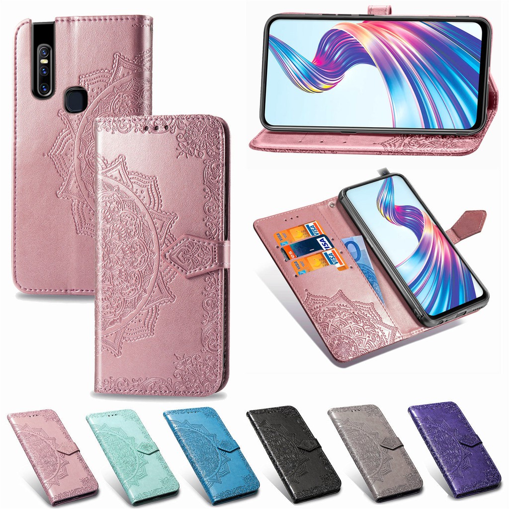 Bao da điện thoại có ngăn thẻ & giá đỡ cho OPPO F15/A91 A92/a72/A52 Find X2 2 z NEO/RENO 3 pro A31/A8