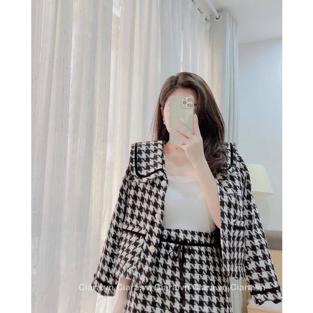 SET DẠ 3 MÓN KHOÁC, ÁO DÂY LÓT, CHÂN VÁY/Chất vải dạ mịn đep có lót trong - Pinkger