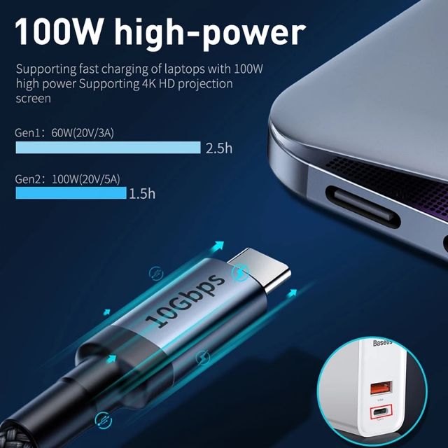 Cáp sạc 100W baseus Cho Ipad/Macbook/Laptop siêu bền