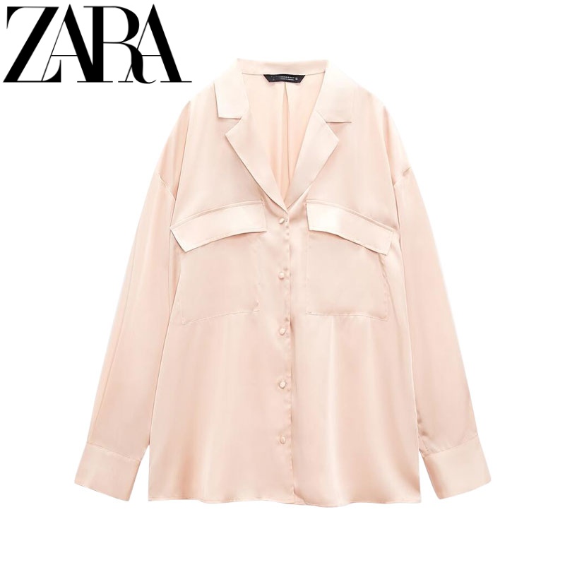 Zara Áo Sơ Mi Vải Lụa satin Thời Trang Mùa Hè Cho Nữ 7969232