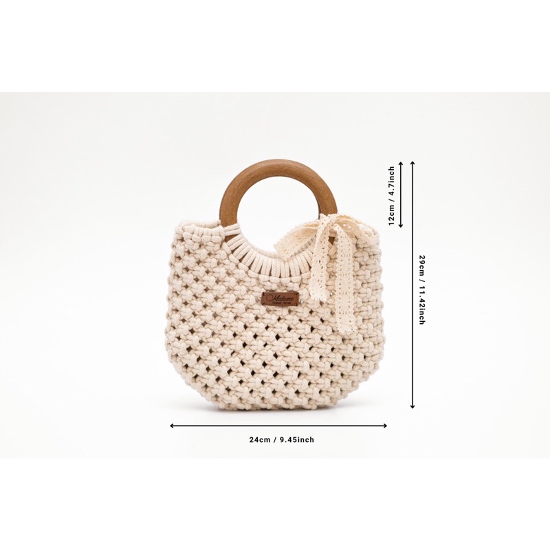 Túi xách quai gỗ cầm tay Macrame sang trọng, thời thượng
