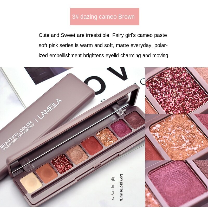 Bảng phấn mắt lameila 8 màu lì/nhũ ngọc trai