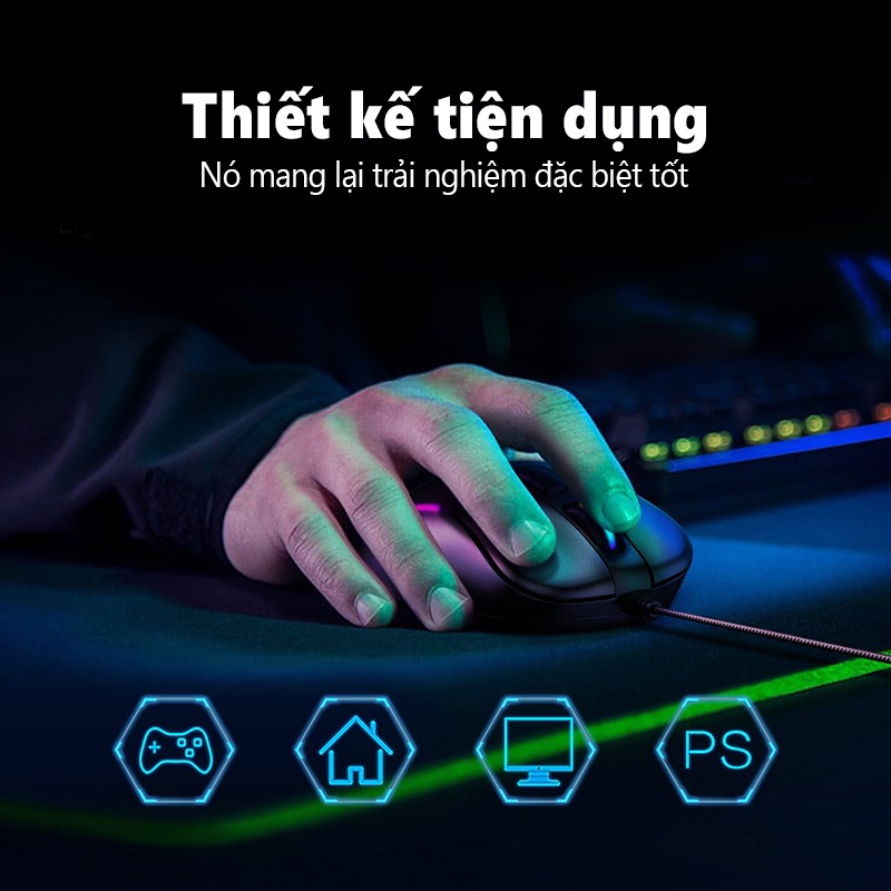 Chuột chơi game có dây ONIKUMA CW907 màu đen với đèn RGB