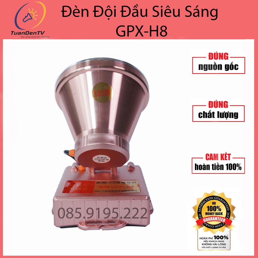 Đèn Đội Đầu Siêu Sáng Công Suất Lớn GPX H8 500W Chiếu Sáng 10H