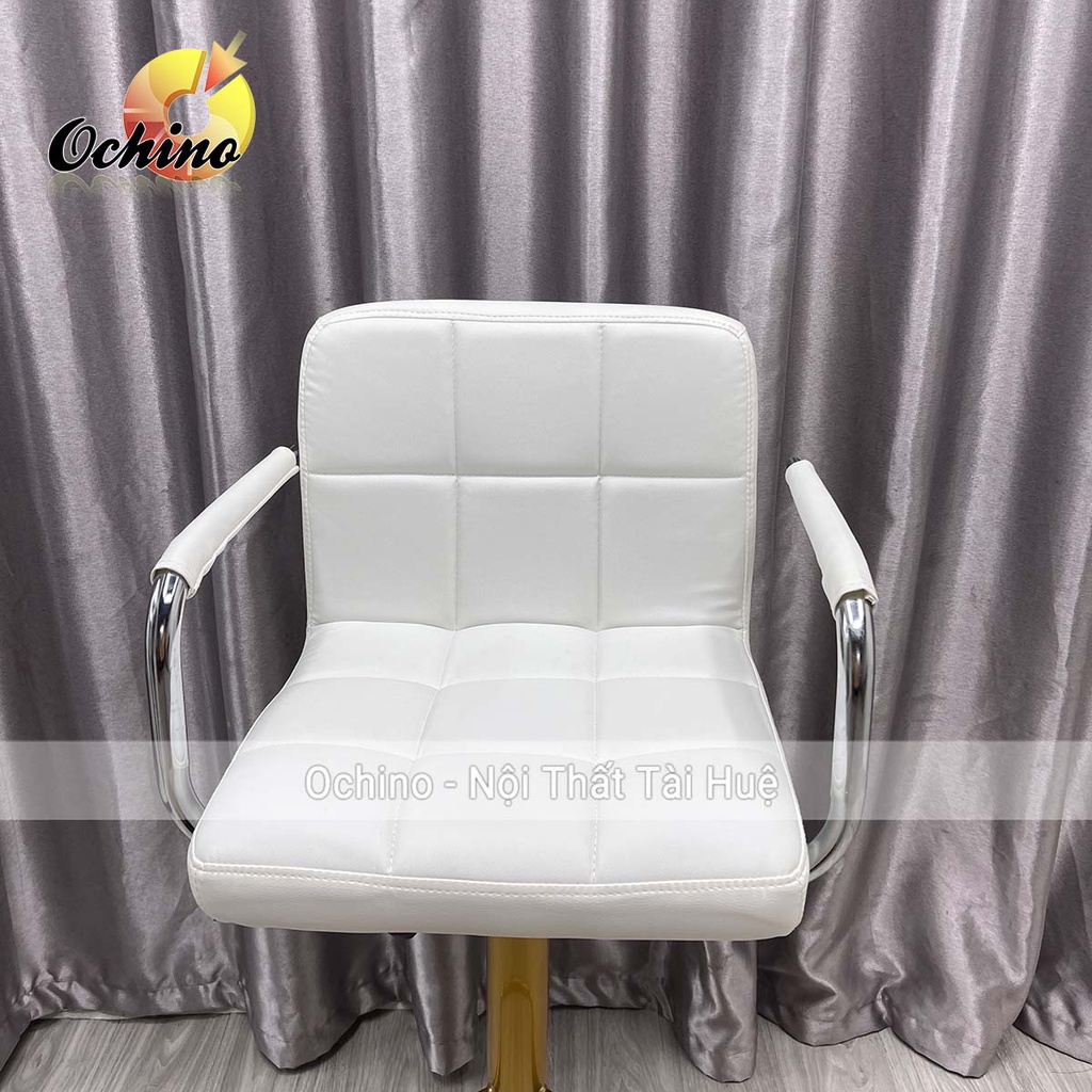 Ghế Bar, Ghế Trang Điểm Mẫu Vịn Tây Inox Có Tay Sang Chảnh Điều Chỉnh Độ Cao 60/80 CHÂN VÀNG ĐẬM K1 (Có Sẵn)
