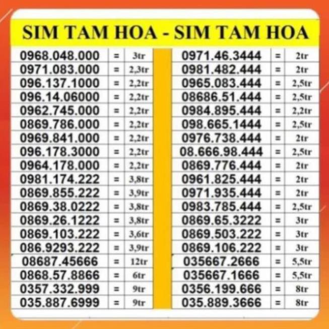 SIM TAM HOA 999 888 777 666 VIETTEL TRẢ TRƯỚC