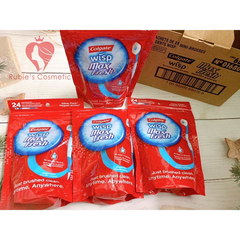 Bàn chải mini Colgate Wisp Max Fresh dùng một lần, túi 24 cây