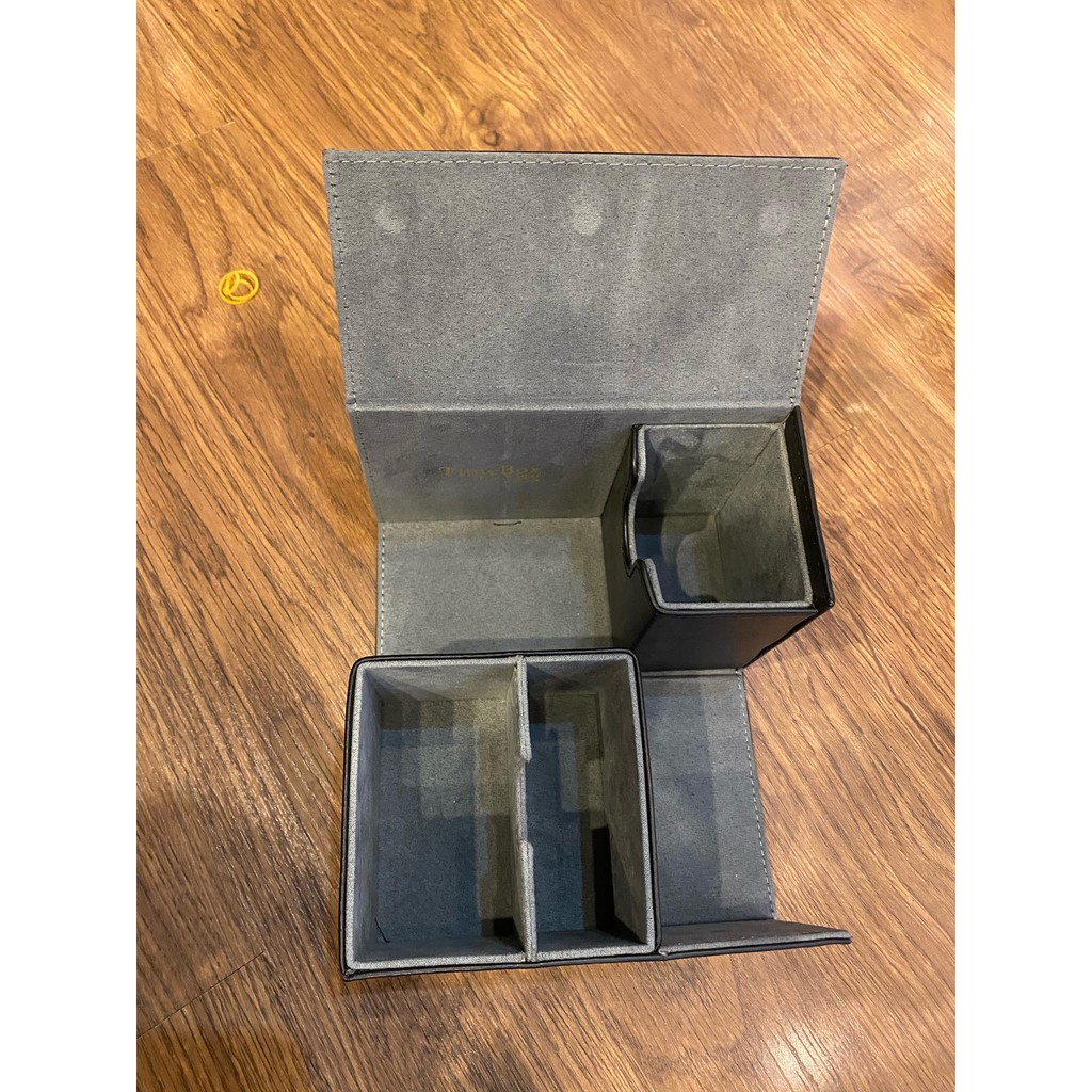 Hộp đôi đựng bài Yugi bằng da cao cấp 3 ngăn màu đen - Deckbox