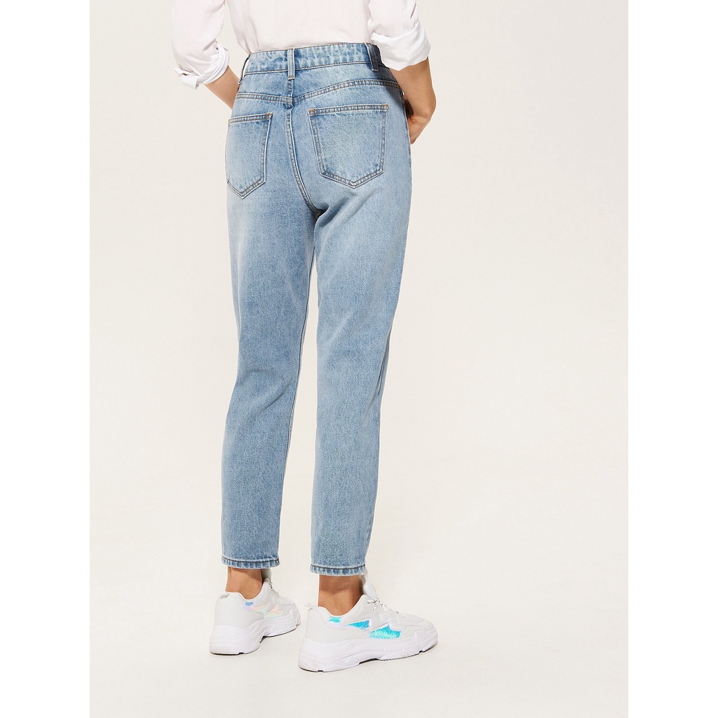 Quần Mom Jeans Nữ Lưng Cao Màu Xanh M-02C