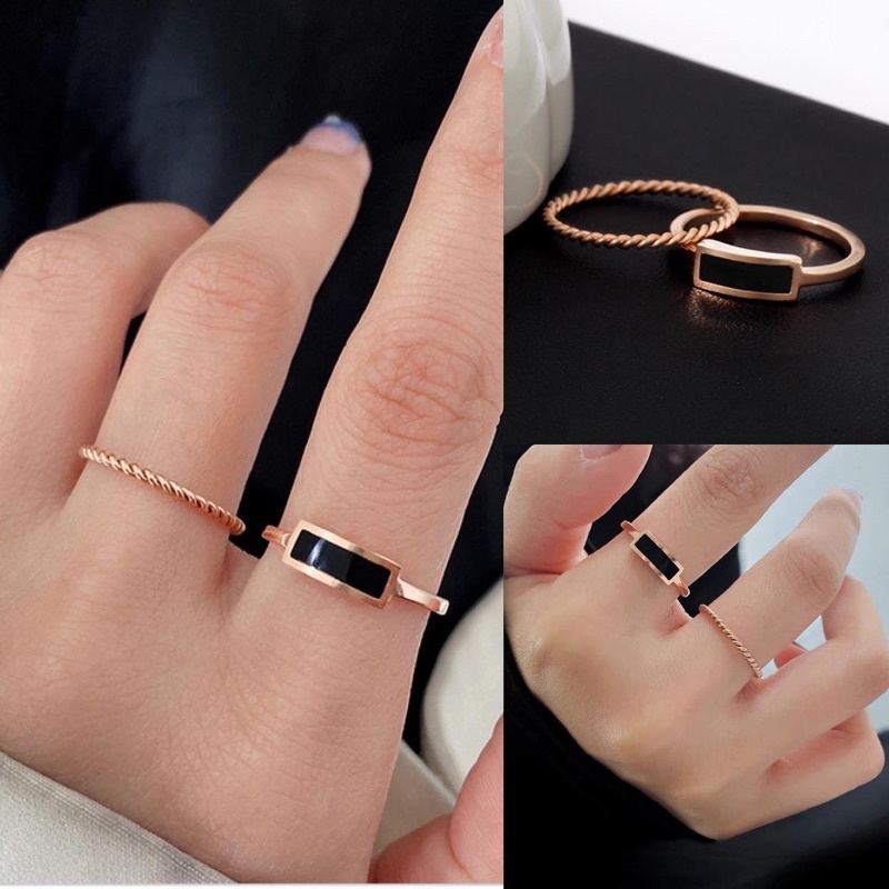 set 2 nhẫn hình bướm ánh bạc