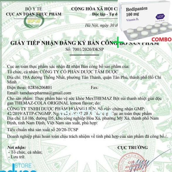 Combo Bedipanten 100mg +  ✅ Bột sủi thanh nhiệt giải độc gan Themaz Cola Original - Vị Chanh