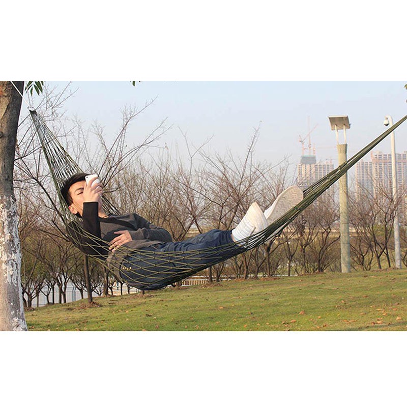 Võng Lưới Cán Thép Du Lịch Dã Ngoại, Lưới Võng Xếp Đơn Cao Cấp Không Dãn Tặng Kèm Dây Dù Buộc Võng KH07