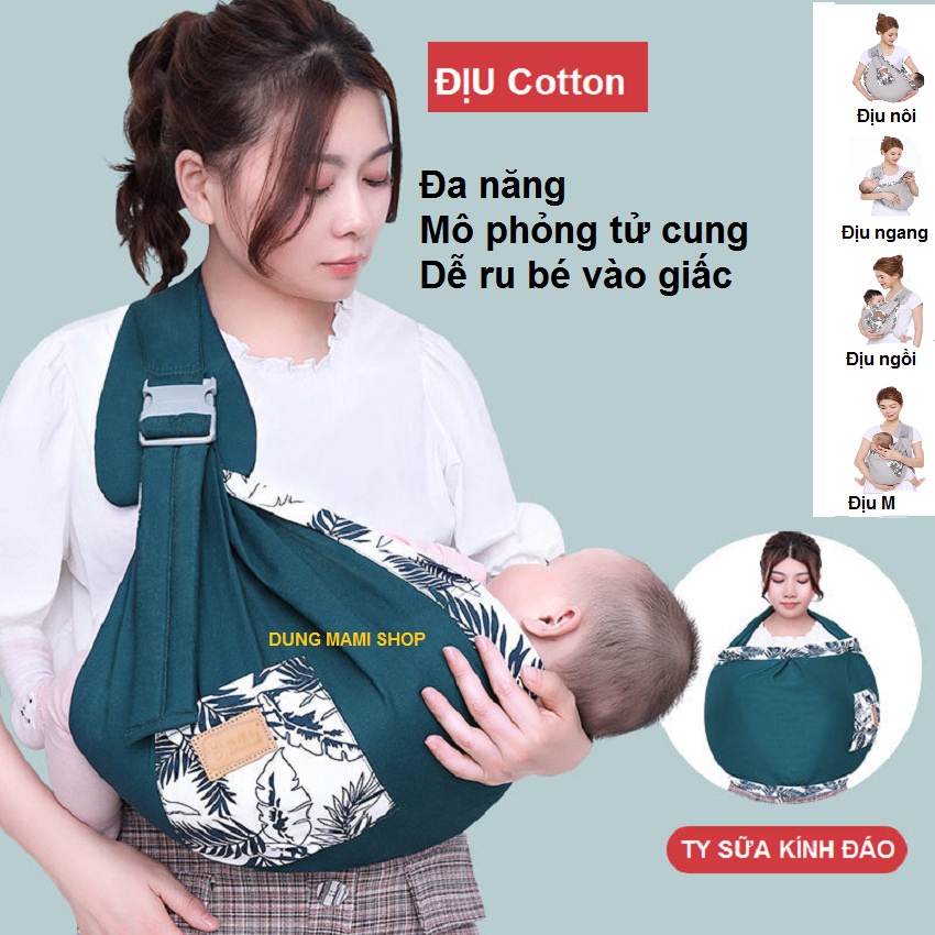 [VẢI COTTON] Địu vải cotton đa năng ,địu em bé sơ sinh từ 0-36 tháng,đai địu bé phía trước  tiện lợi