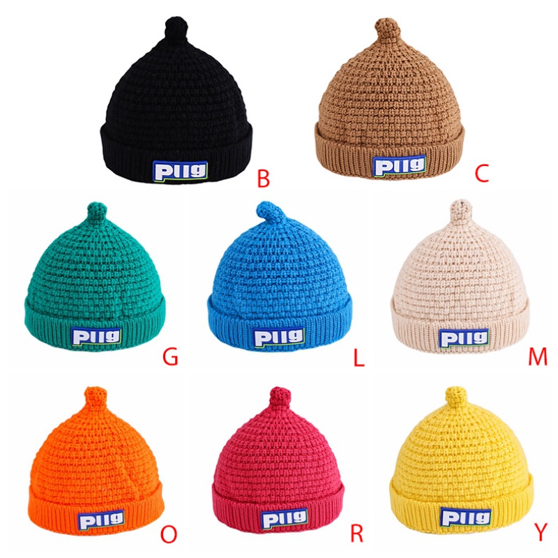Mũ beanie dệt kim đan ấm áp họa tiết chữ cái đáng yêu dành cho em bé