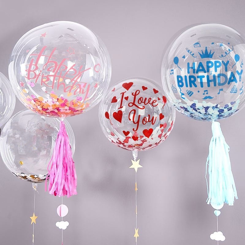 Bong Bóng Trong Suốt Kích Thước 18 / 24 / 36 Inch Dùng Trang Trí Tiệc Sinh Nhật, Đám Cưới