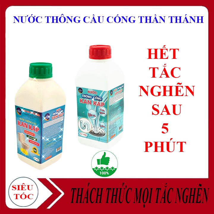 Nước thông cống siêu mạnh KanKap 1500g đổ là thông sau 5 phút, Nước thông cống tốt nhất tắc ở đâu thông ở đó chi phí ít