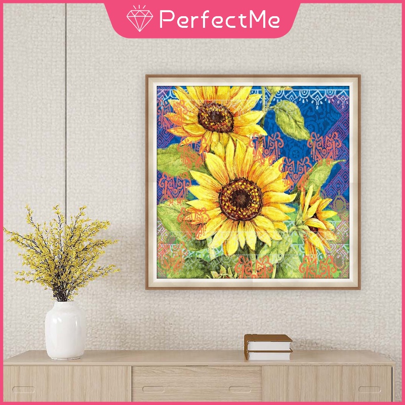 Bộ Tranh Đính Đá 5d Tự Làm 40x40cm Hình Hoa Xinh Xắn