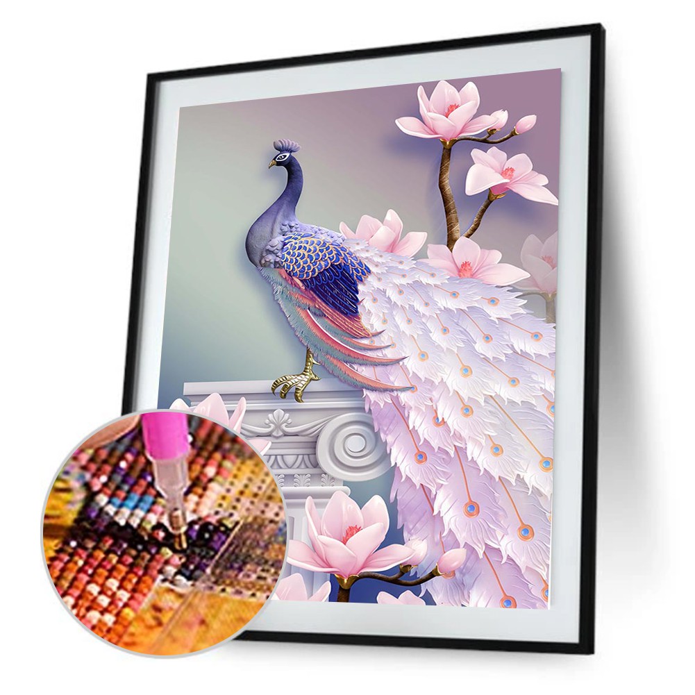 New ❋ Magnolia Peacock 5D Diamond Painting Embroidery DIY Cross Stitch Home Decor ❣