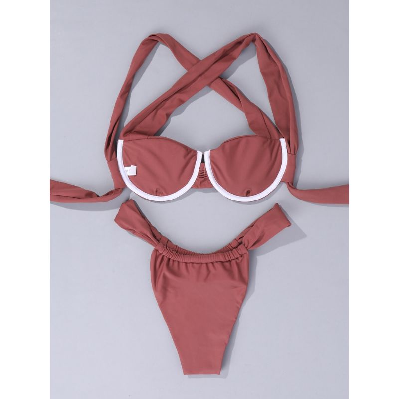 Bikini Nâu Phối Gọng Nâng Siêu Tây Tanning Bikini Set
