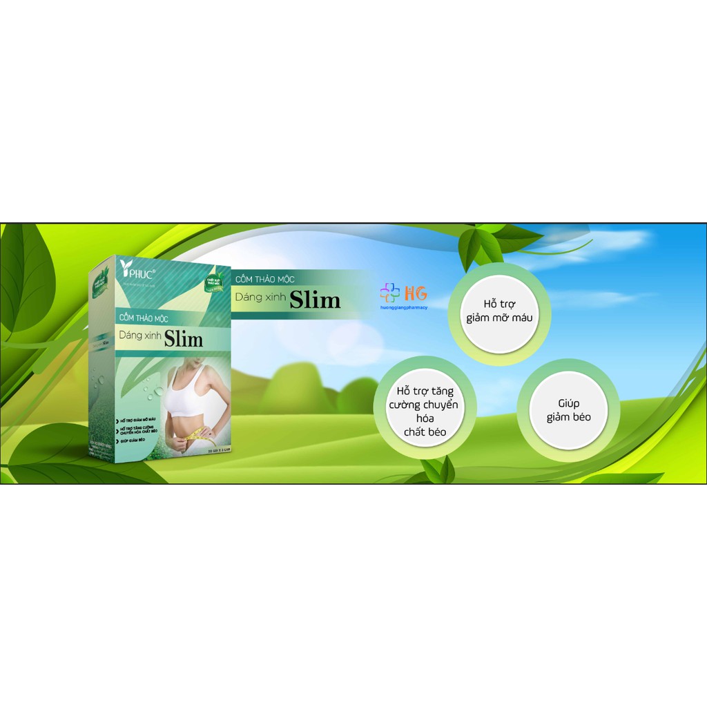 Cốm Thảo Mộc Dáng Xinh Slim - Hỗ trợ giảm mỡ máu, tăng cường chuyển hóa chất béo, giảm béo, giảm cân (Hộp 20 gói)