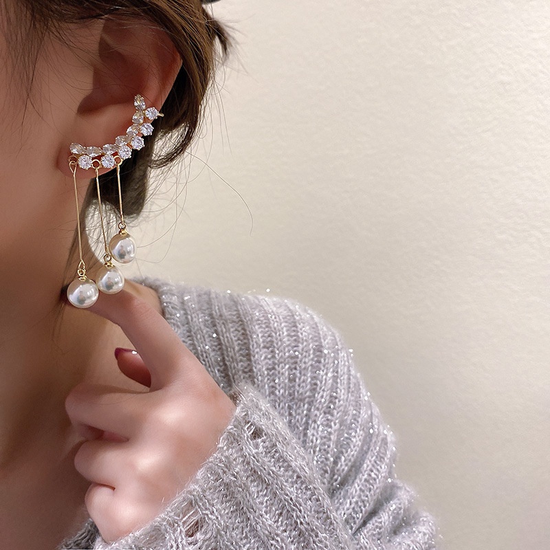 Hoa tai mạ bạc 925 đính ngọc trai giả tua rua dễ thương thời trang dành cho nữ