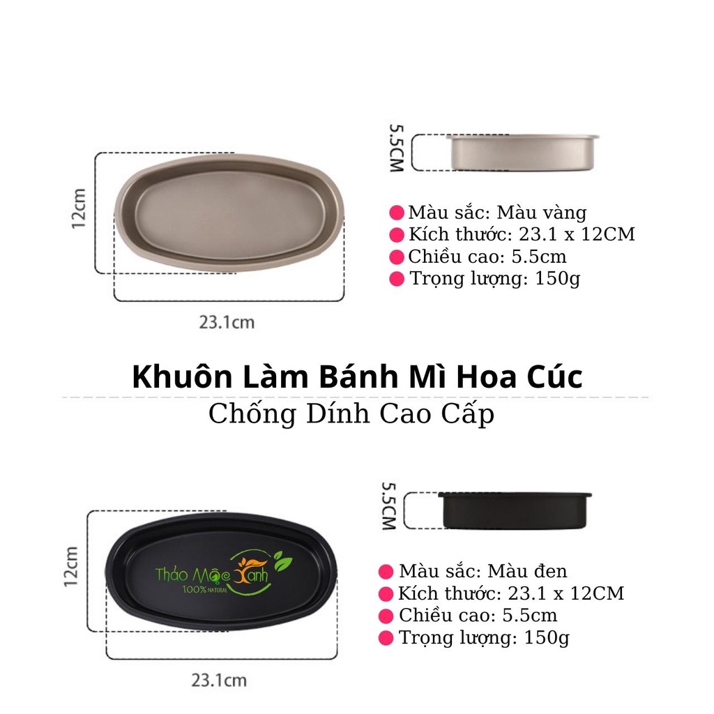 Khuôn làm bánh mì hoa cúc oval chống dính