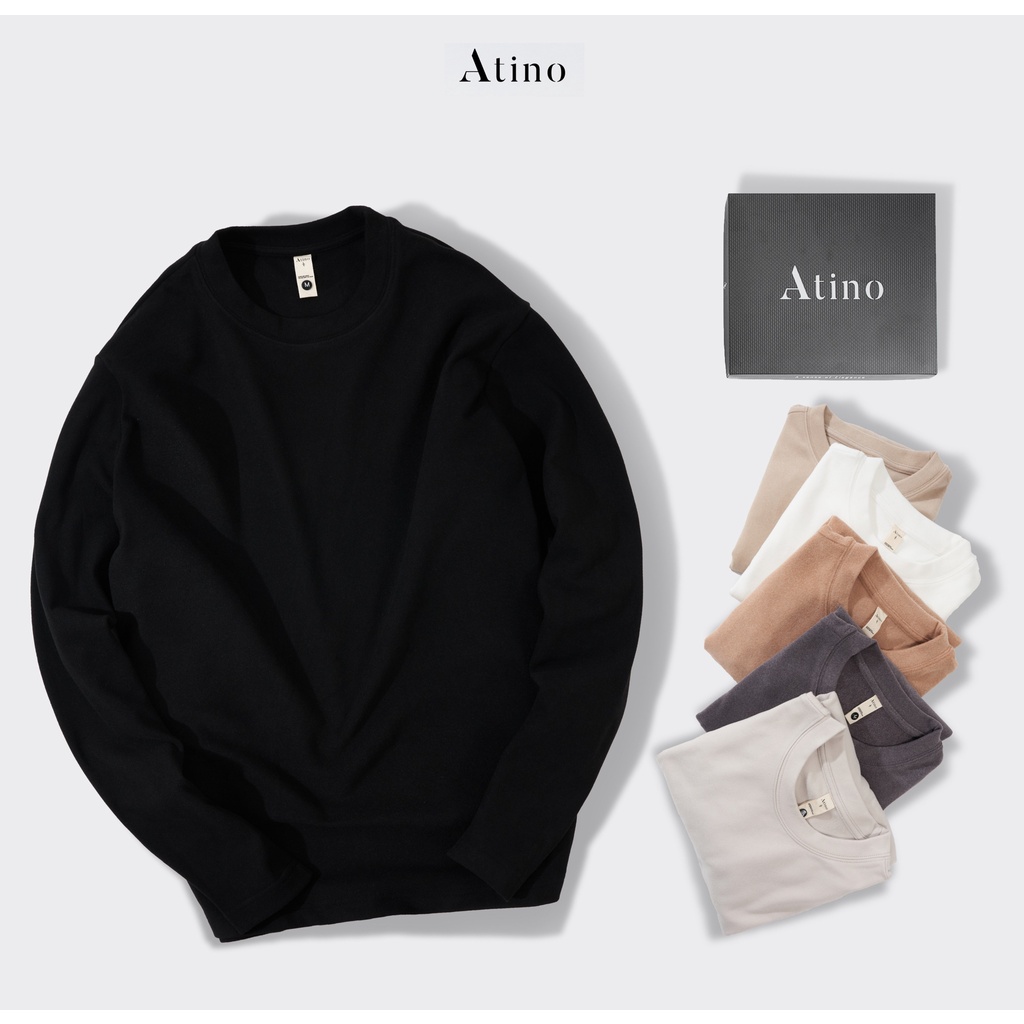 Áo Thun Dài Tay Nỉ Nhung 2 Mặt Giữ Nhiệt Nam Trơn ATINO Vải Nhung 2 Mặt Hàn Quốc Cao Cấp Ấm Áp Form Regular Fit AN6.7997