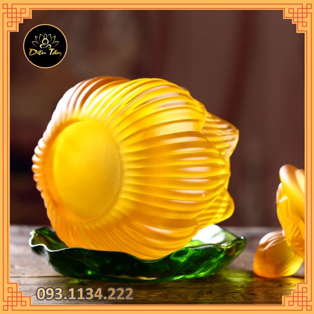 Chén thờ cúng phật, đồ thờ cúng gia tiên ly sen vàng lưu ly