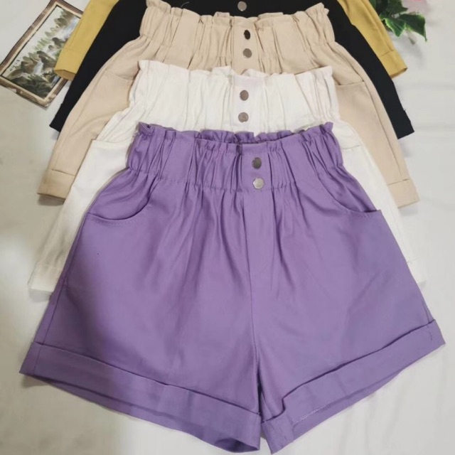 Quần sooc thô cạp chun hàng đủ màu