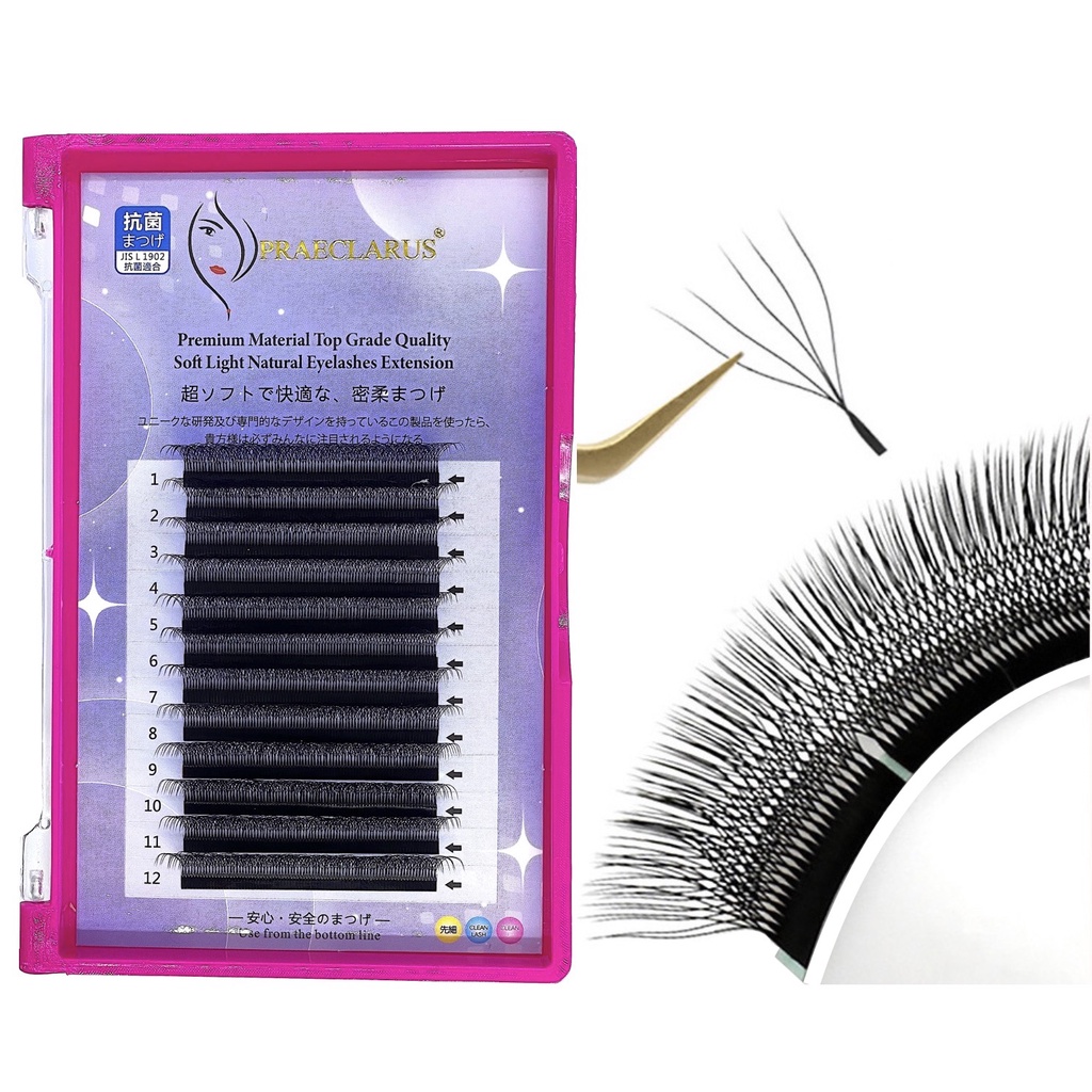 Lông Mi Giả Dày Tự Nhiên Sợi Lông Chồn 5D Mã 0.07mmFive-Leaf Clover Eyelash Extension Premium Materials Hand Woven Natural Thickness 0.07mm Mink 5D Four-Leaf Clover Lashes