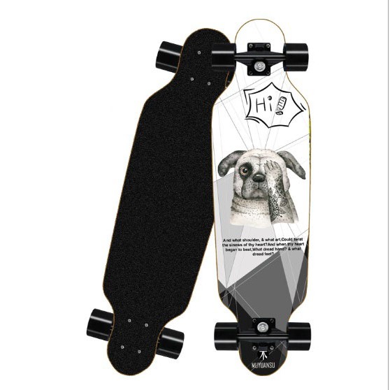 Ván trượt LONGBOARD - Ván trượt mặt nhám 80 cm, bánh xe lớn PU-95A, gỗ phong ép 7 lớp chắc chắn