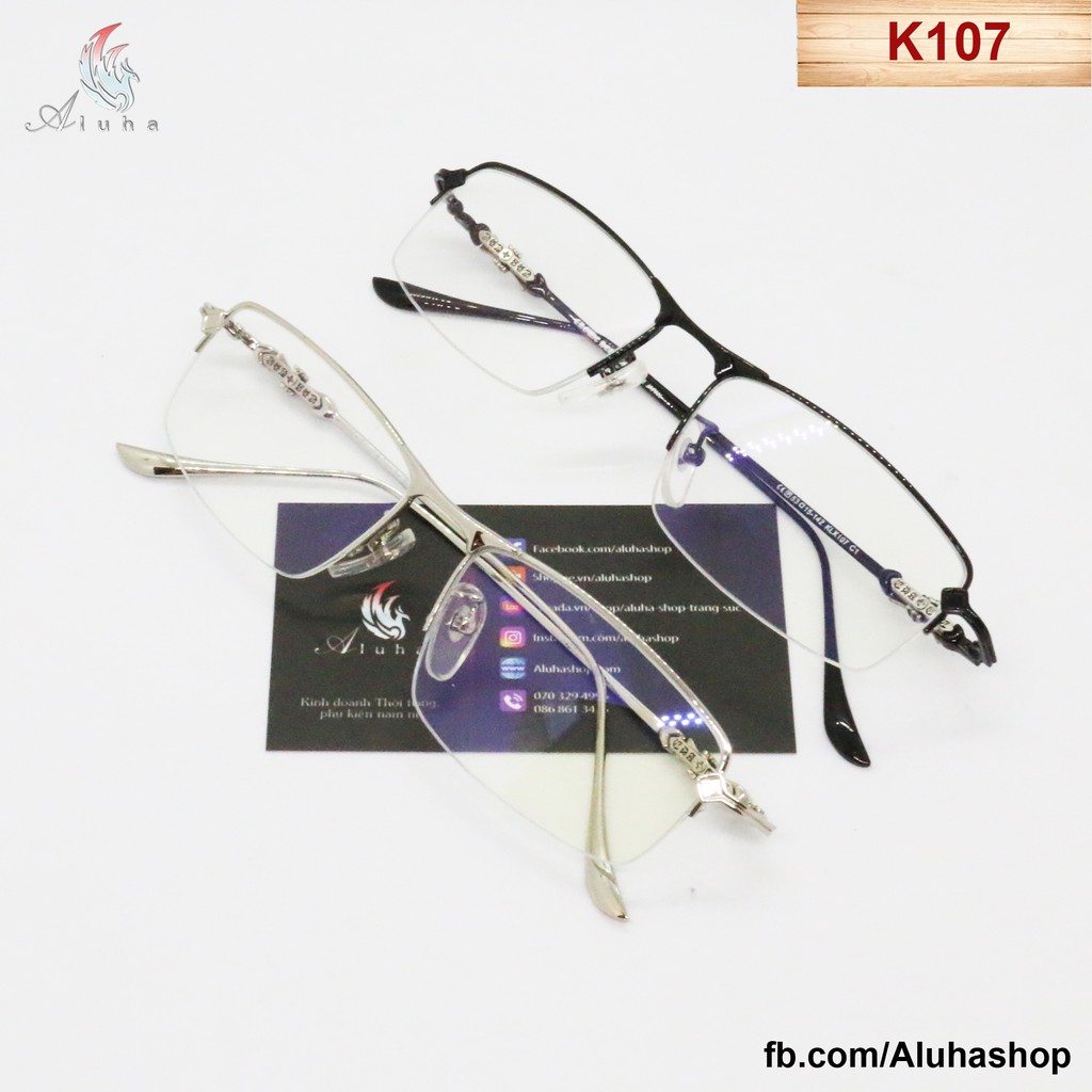 Gọng kính Hàn Quốc Retro họa tiết hoa Iris Chrome Heart chống ánh sáng xanh - K102 - Aluha | BigBuy360 - bigbuy360.vn