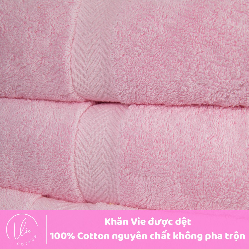Set 2 khăn tắm cao cấp VIECOTTON 100% cotton siêu dày siêu mềm mịn thấm hút - Cam kết giao đúng màu