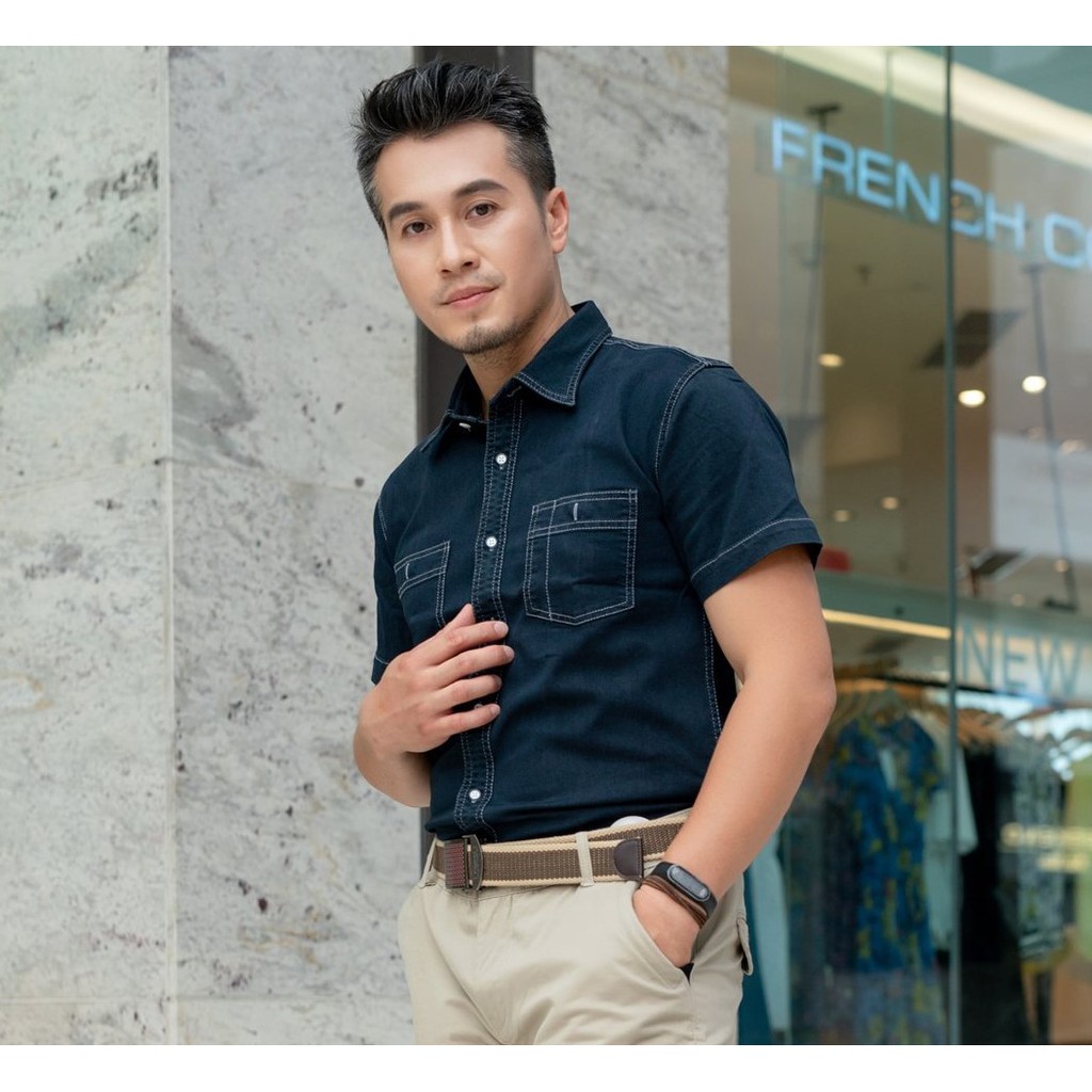 Áo Sơmi Denim ngắn tay Nam SM03 | BigBuy360 - bigbuy360.vn