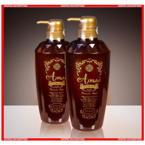 Bộ đôi dầu gọi- dầu xả Asmaa- Organic Argan Oil phục hồi hư tổn tóc