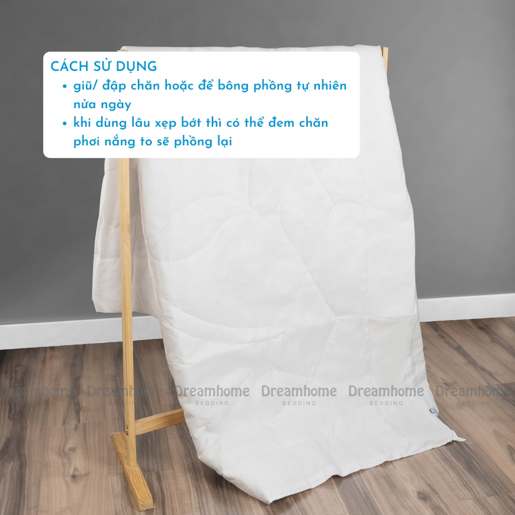 Ruột chăn hè 2mx2m2 DREAMHOME trần bông tấm mỏng mát có dây buôc cố định 4 góc ruột chăn
