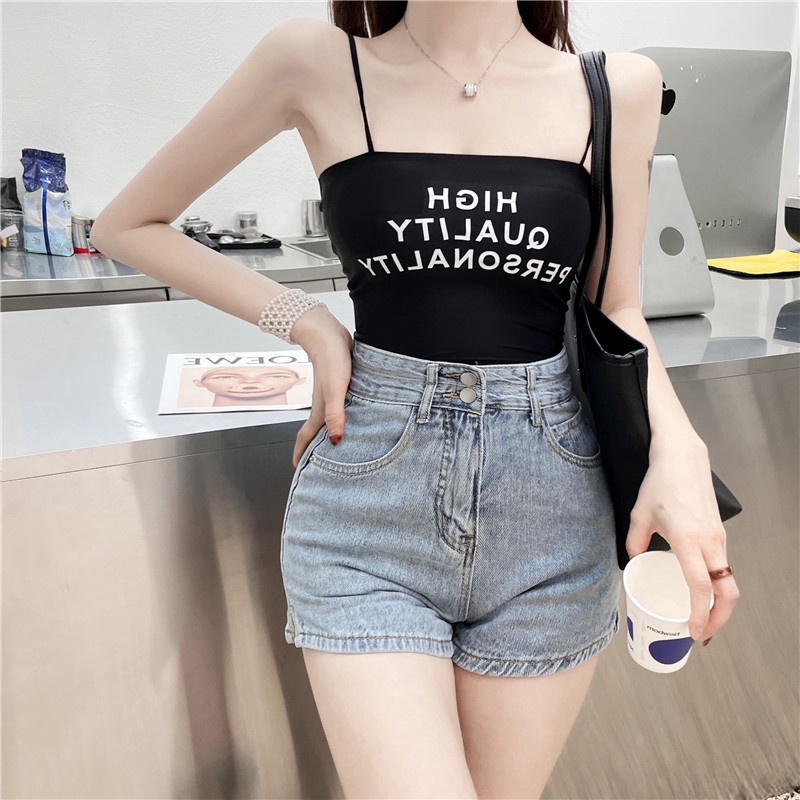 Áo bra 2 dây mảnh chất su dáng lửng, có sẵn mút mỏng mặc dễ chịu nhẹ nhàng HLBOUTIQUE B1707