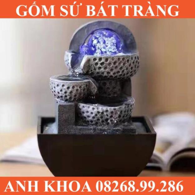 Thác nước phong thuỷ mini để bàn cao 18x15x15cm - Gốm sứ Bát Tràng Anh Khoa