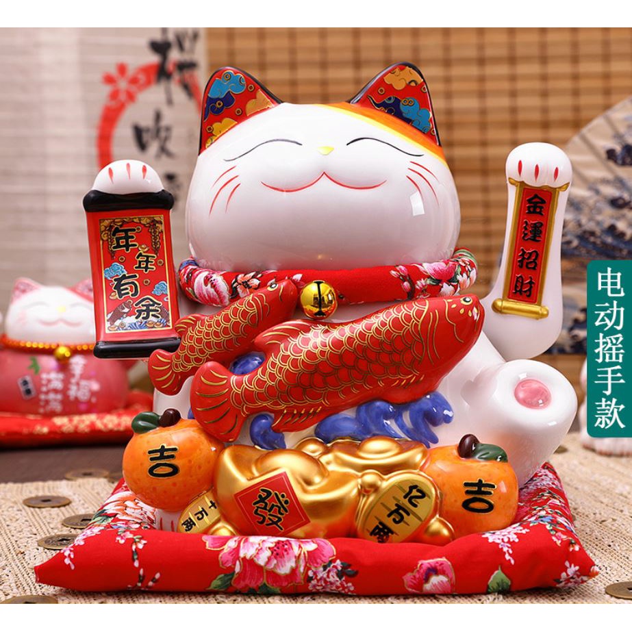 Mèo Thần Tài Vẫy Tay - Đẹp Sắc Sảo Từ Nghệ Nhân - Mèo Chiêu Tài Hút Lộc 20CM- 10673