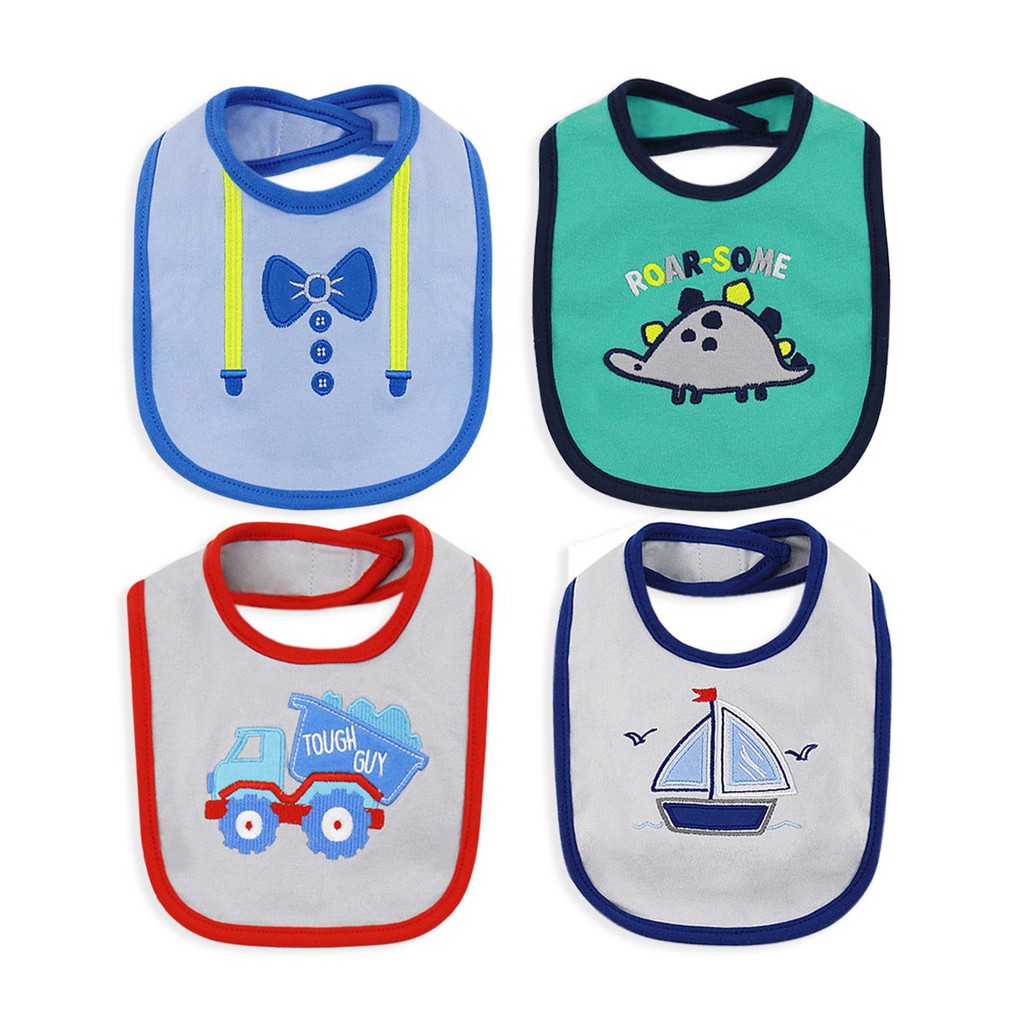 Set 4 Yếm Dán Chống Thấm Xuất Dư Sịn Kèm Móc Cho Bé