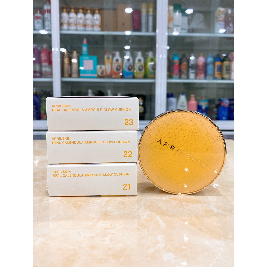 Phấn Nước Aprilskin Real Calendula Ampoule Glow Cushion SPF50+/PA++++ Hàn Quốc 13g