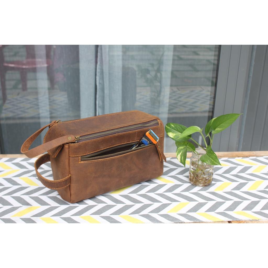 Túi Cá nhân - Túi da bò Sáp - Da Sáp ngựa điên - Thời trang Nam